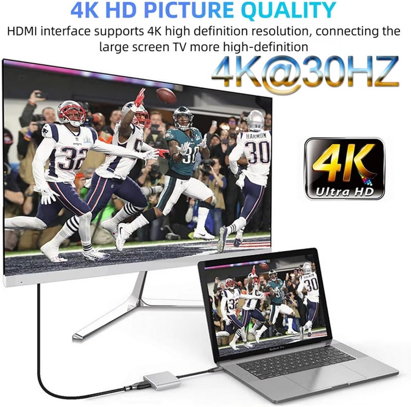 Milu محول USB-C إلى HDMI (يدعم 4K / 30Hz) - كابل محول Type-C 3 في 1 لجهاز MacBook Pro 2017/2018، MacBook، Mac Pro، iMac، Chromebook، والمزيد من أجهزة USB 3.0 Type-C - Image 4